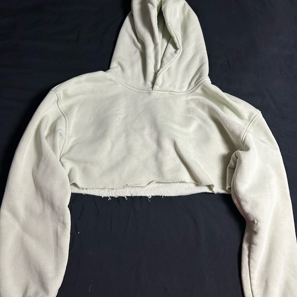 Mint green cream Cropped Hoodie